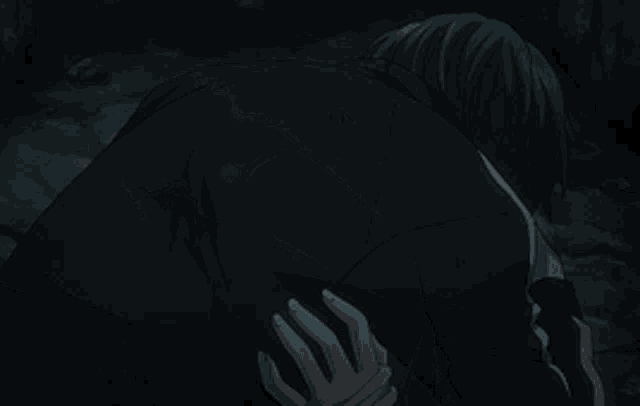 a man with a bandage on his arm is hugging another person