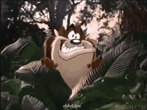 a cartoon character is smiling and standing in the woods