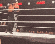 a wrestling ring with the letter w on the side