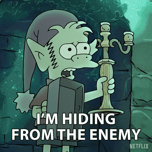 I'M Hiding From The Enemy Elfo GIF - I'M Hiding From The Enemy Elfo Nat Faxon GIFs