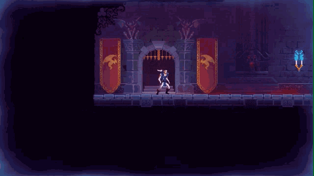 a video game with a dragon on the banners