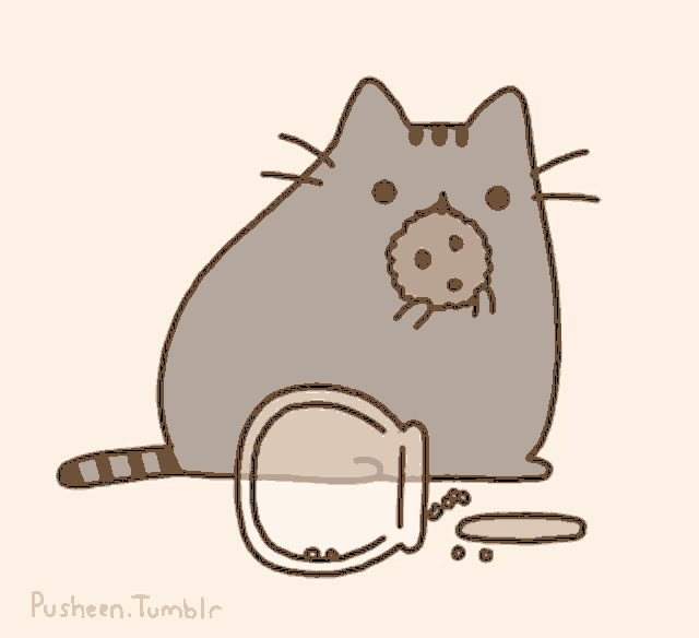 a drawing of a cat eating a cookie from a jar