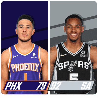 two basketball players one from the phoenix and one from the spurs