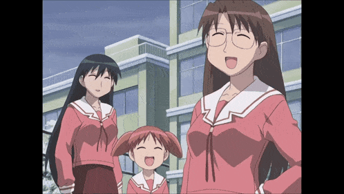 a group of anime characters standing next to each other