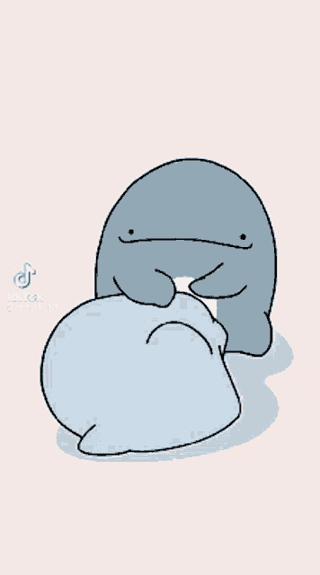 a cartoon drawing of a whale with a smiley face on it