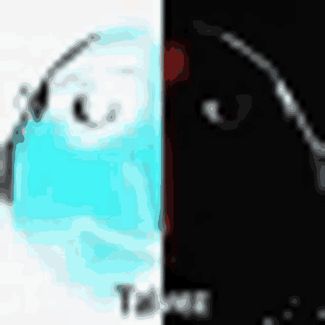 a blue and a black smiley face are next to each other .
