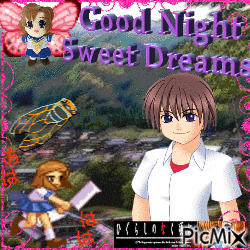 a picture that says good night sweet dreams with a boy and a girl