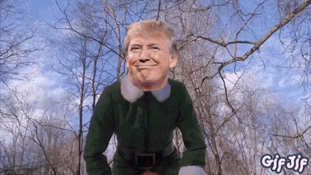 a gif of donald trump in a elf costume