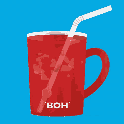 a cup with a straw in it that says ' boh '