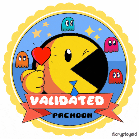 a sticker with pacman and ghosts that says validated pachoon
