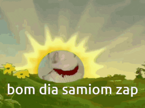 a picture of a cartoon character with the words bom dia samom zap