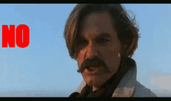 a man with a mustache has the word no on the bottom