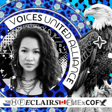 a picture of a woman and an eagle with the words voices united alliance on it