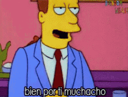 a cartoon of a man in a suit and tie says bien por ti muchacho
