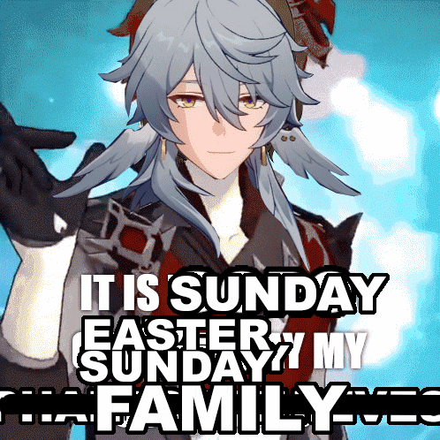 a picture of a girl with the words " it is sunday easter sunday my family "