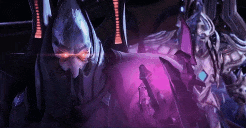 a video game character with a purple background