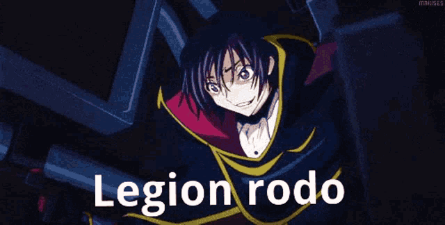 a cartoon character is laughing and the words legion rodo are visible