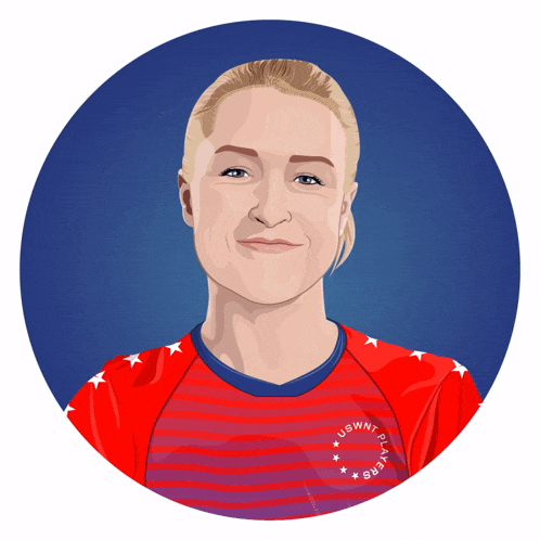 a woman wearing a red shirt that says usnm players on it
