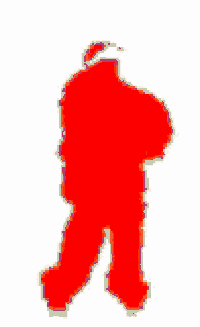 a blue silhouette of a man wearing a hat and boots .