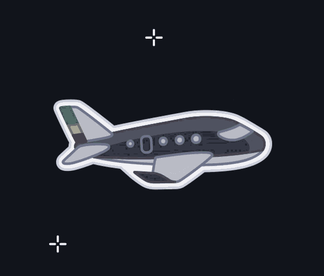 a sticker of an airplane with the words app in the air underneath it
