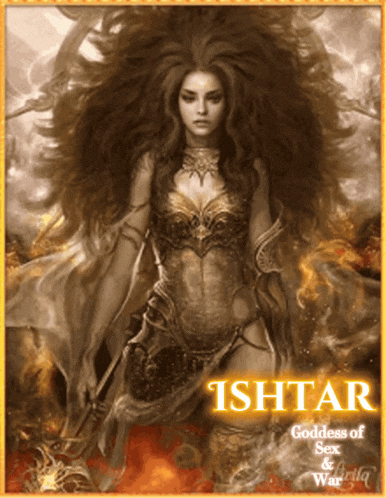 a painting of a woman with the name ishtar on the bottom