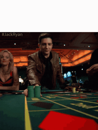 a man is playing roulette in a casino with the hashtag #jackryan on the bottom