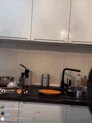 a kitchen counter with a plate on it and the words so many recipes