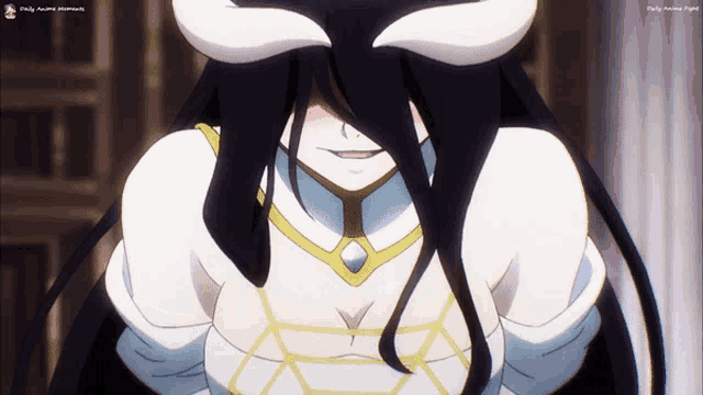 a close up of a girl with horns on her head