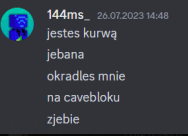 a screenshot of a chat with 144ms written on it