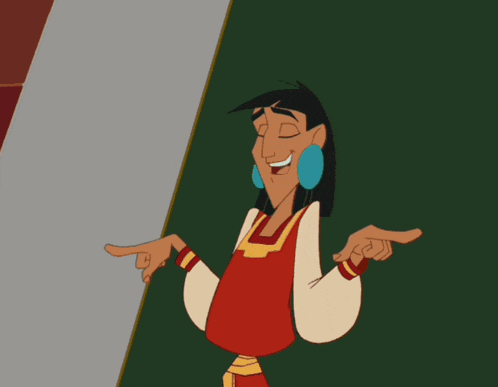 a cartoon character with the letter m on his thumb