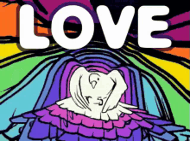 a cartoon drawing of a woman with the word love on it