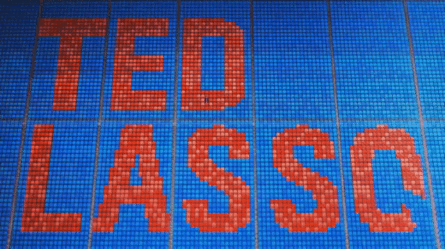ted lasso is displayed on a blue background