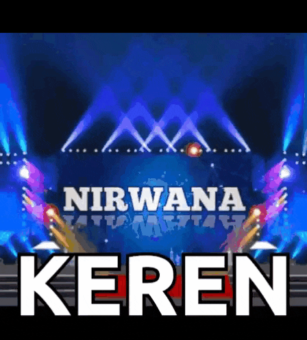 nirvana keren is written in white on a blue stage