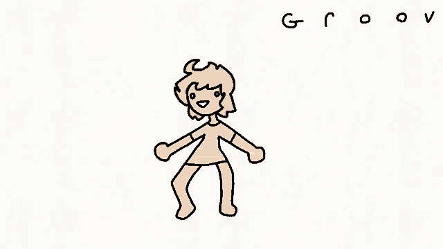 a drawing of a person with the word groov below