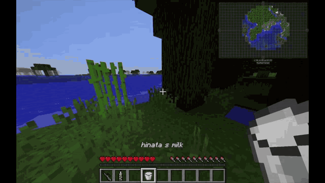 a screenshot of a video game with the words hinata 's milk at the bottom