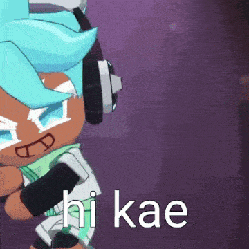 a cookie run character wearing headphones and a purple background .