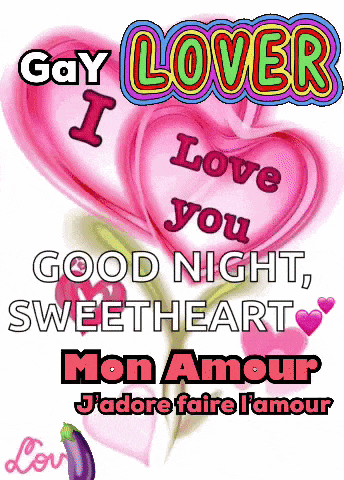 a poster that says gay lover i love you goodnight sweetheart