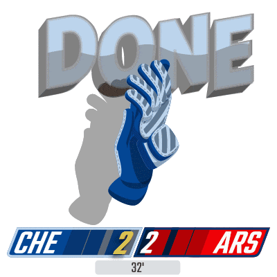 an illustration of a hand holding a glove that says done