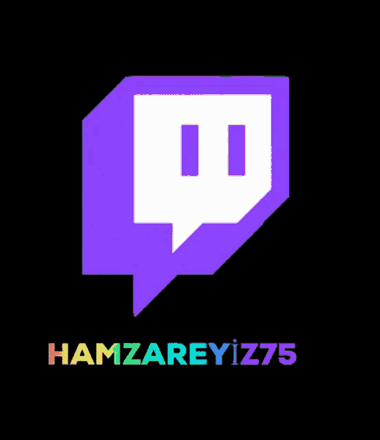 a purple and white twitch logo with hamzareyiz75 written below it