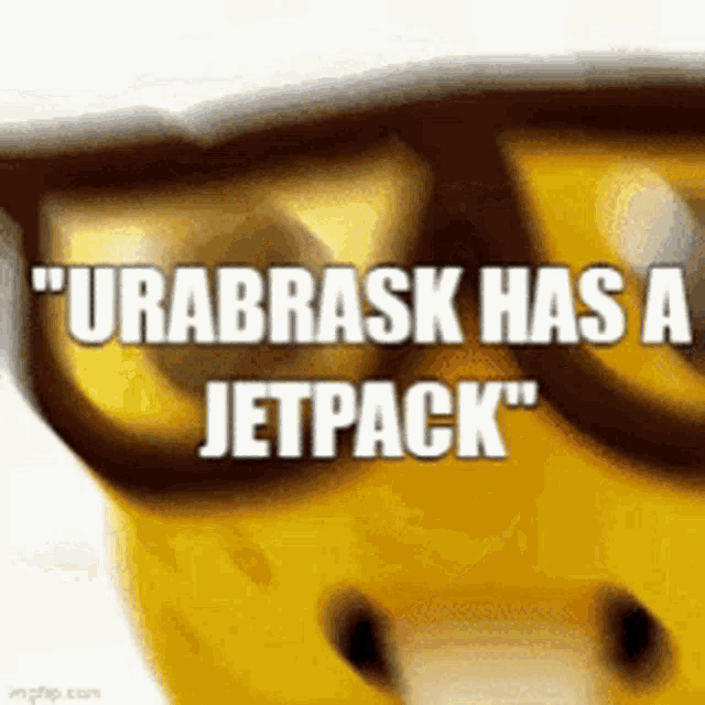 a picture of a spongebob wearing sunglasses with the words " urabrask has a jetpack "