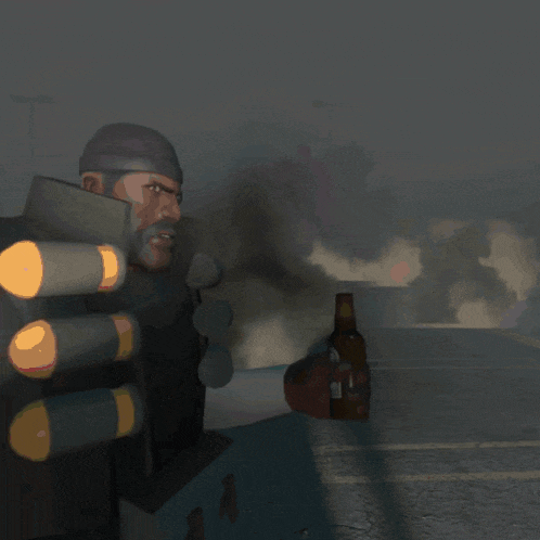 a man with a beard is holding a bottle that says ' a ' on it