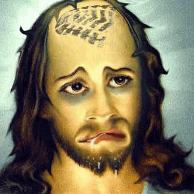 jesus has a crown of thorns on his head