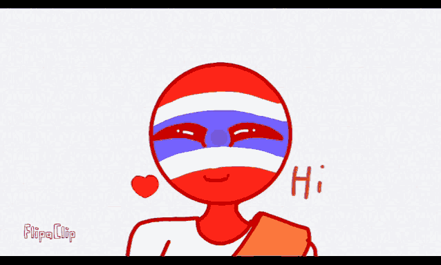 a cartoon drawing of a person with a heart and the word hi