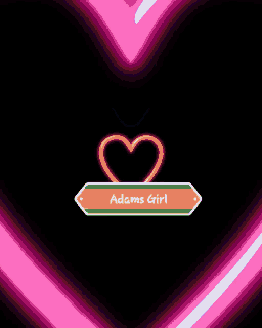 a pink heart with adams girl written on the bottom