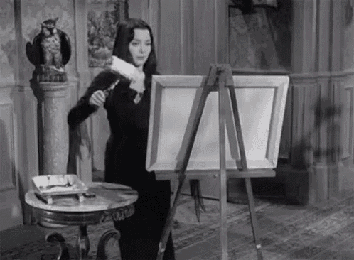 Morticia Addams Painting GIF - Morticia Addams Painting Art GIFs