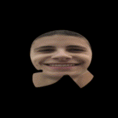 a close up of a man 's face on a black background .