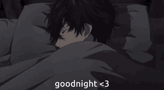 a picture of a person sleeping with the words goodnight < 3 below them