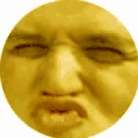 a close up of a person 's face in a yellow circle .