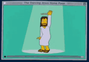 the dancing jesus home page is displayed on a computer screen