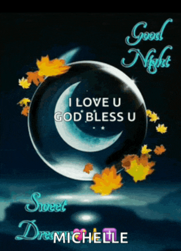 a good night greeting card with a crescent moon